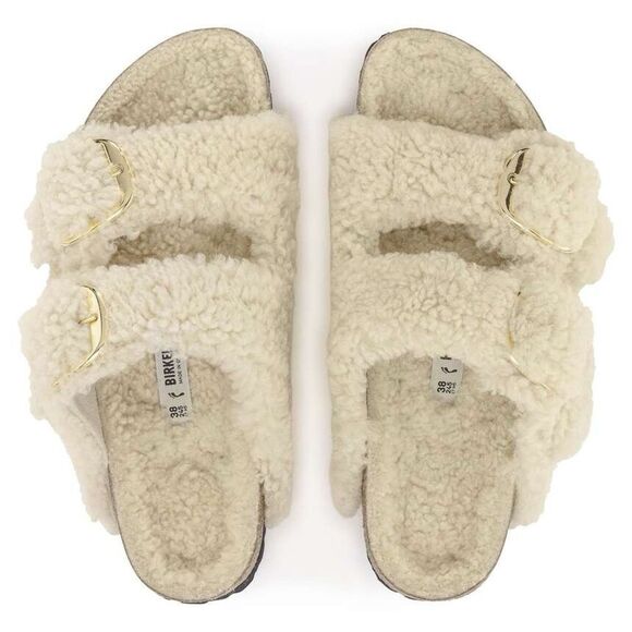 NWT BIRKENSTOCK Birkenstock Arizona Big Buckle Shearling Teddy in Eggshell - Picture 4 of 11